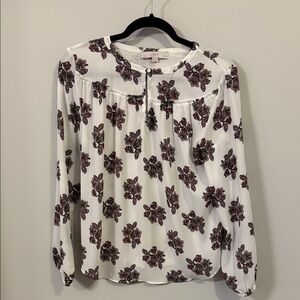 LOFT Floral Blouse - White and Purple